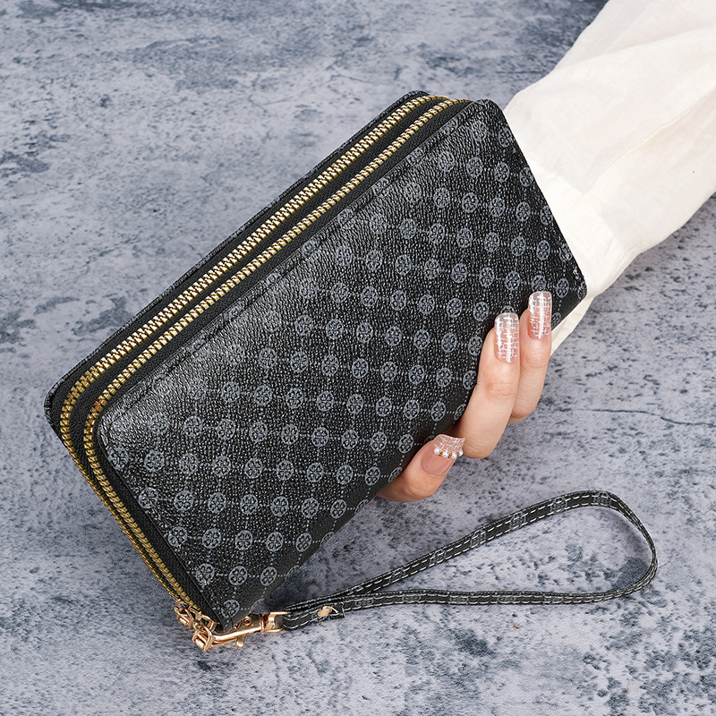 New flower-patterned long wallet for women, hand-held bag, mobile phone bag, coin purse, multi-functional card case, zipper bag, wallet full figure
