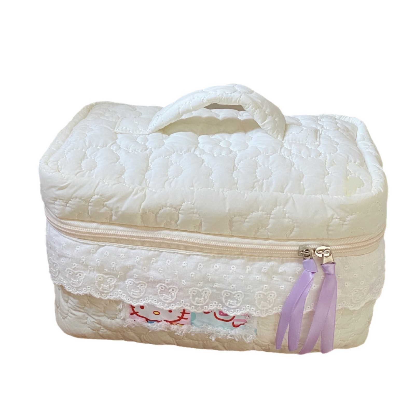 Lace candy-colored cartoon makeup bag, large-capacity storage bag, student portable travel toiletries bag, hand-held storage bag Item Picture