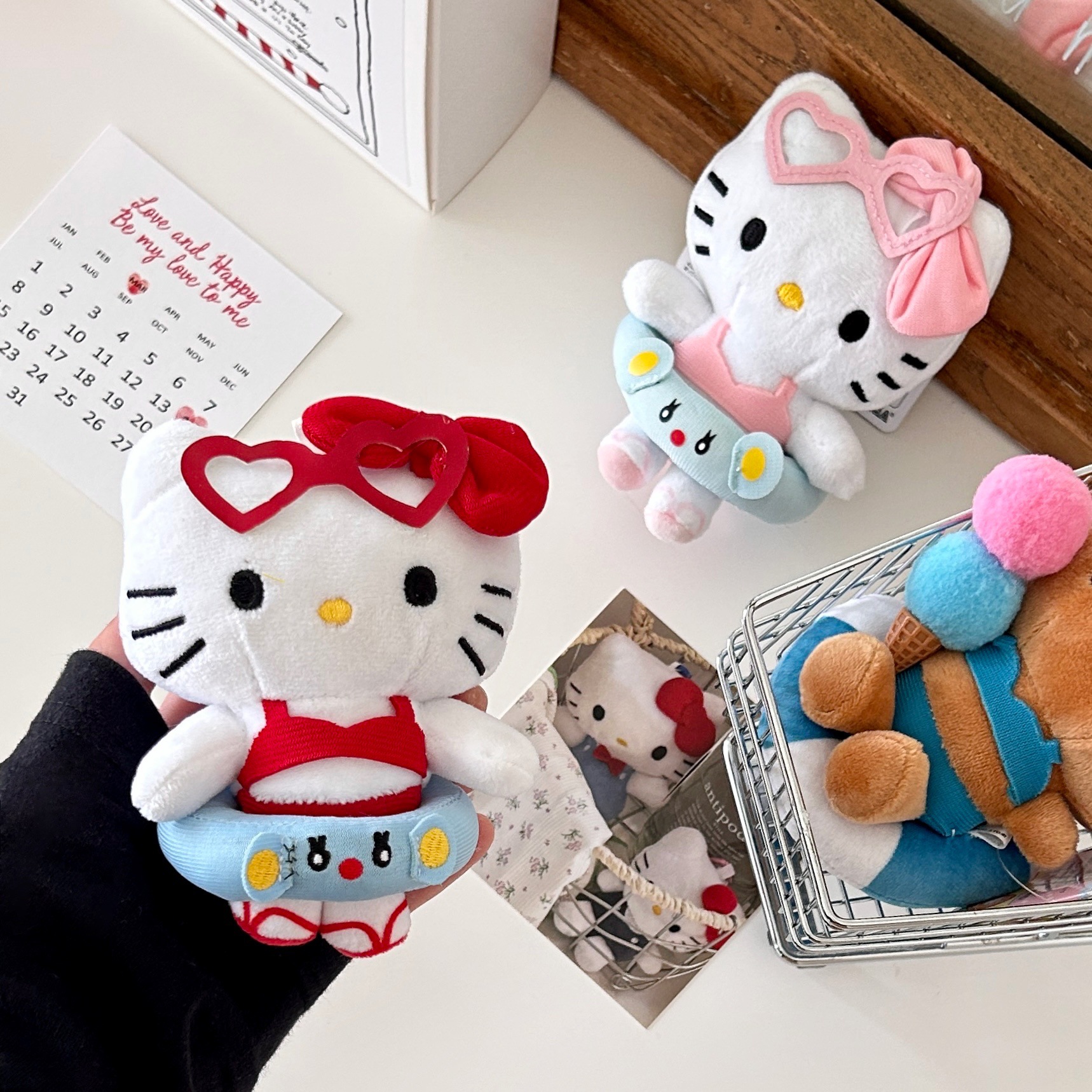 High appearance level bikini cat pendant, cute cartoon mini doll, swimming ring cat pendant, bag pendant Application Scenario