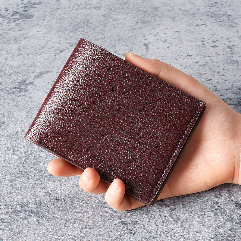 New cross-border business wallet with lychee pattern PU leather for men, large-capacity card case, driver's license card holder, and women's coin purse Specification drawing