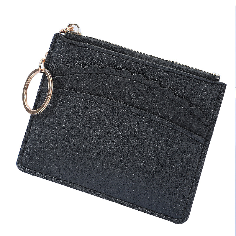 New card case, coin purse, zipper, mini wallet, female student coin storage, wavy lace keychain wholesale order Item Picture