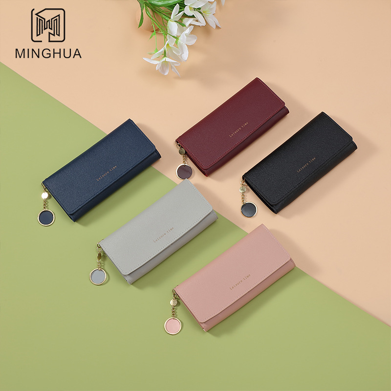 Ladies' wallets, Korean-style fashionable long bags, coin purges, women's high-end solid color zipper clutch bags wholesale full figure