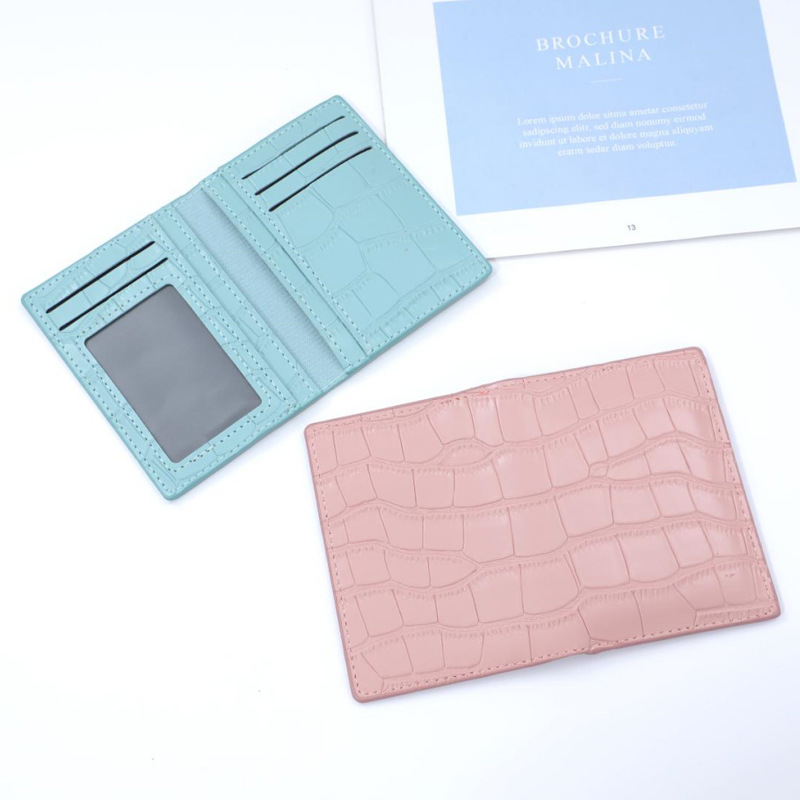 Factory direct sales of new stone-patterned student women's card holder, card case, coin purse, square bag, multiple slots, company LOGO details Picture