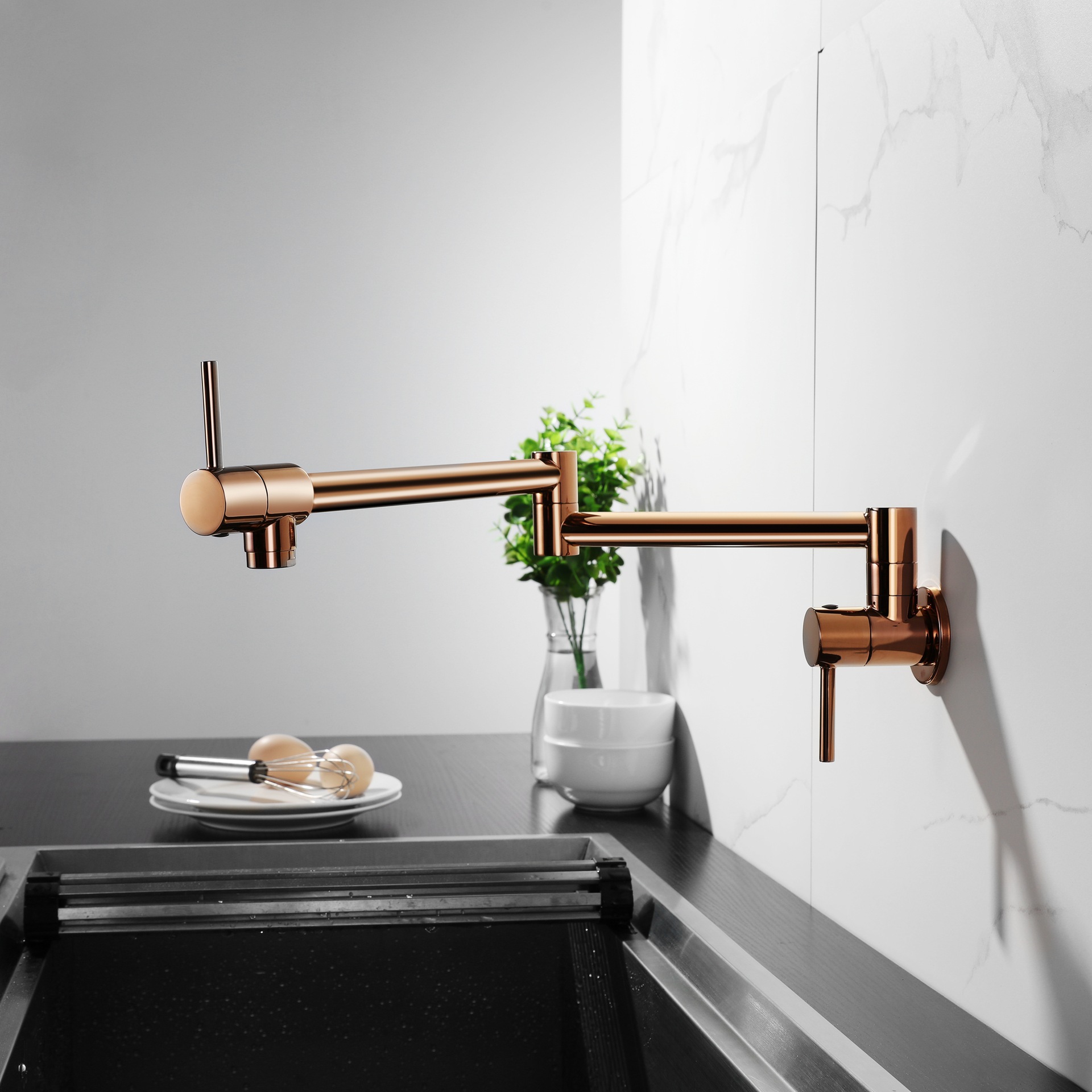 Factory direct sales of all-copper single-cooling folding kitchen sink faucet, 360-degree folding kitchen extended sink faucet full figure