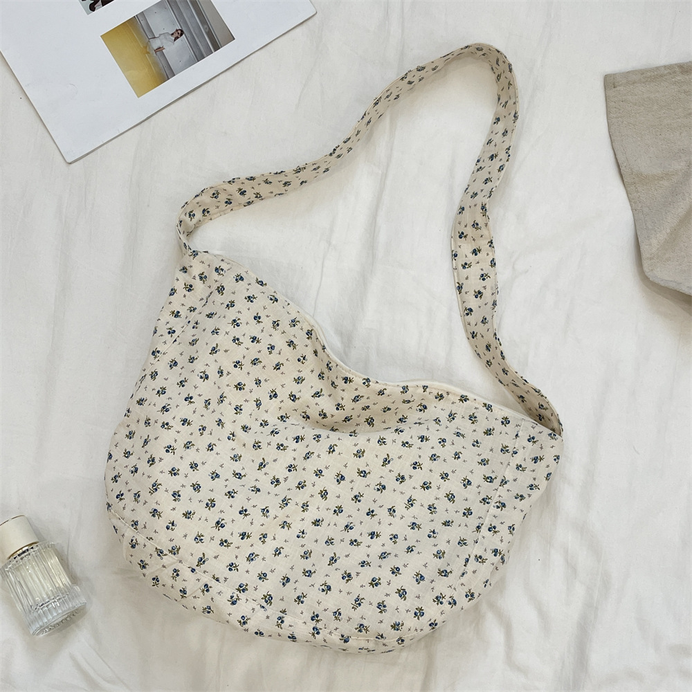 54123 Casual Large Bag for Women, summer new floral canvas bag, large-capacity single-shoulder crossbody bag for commuting to school Application Scenario