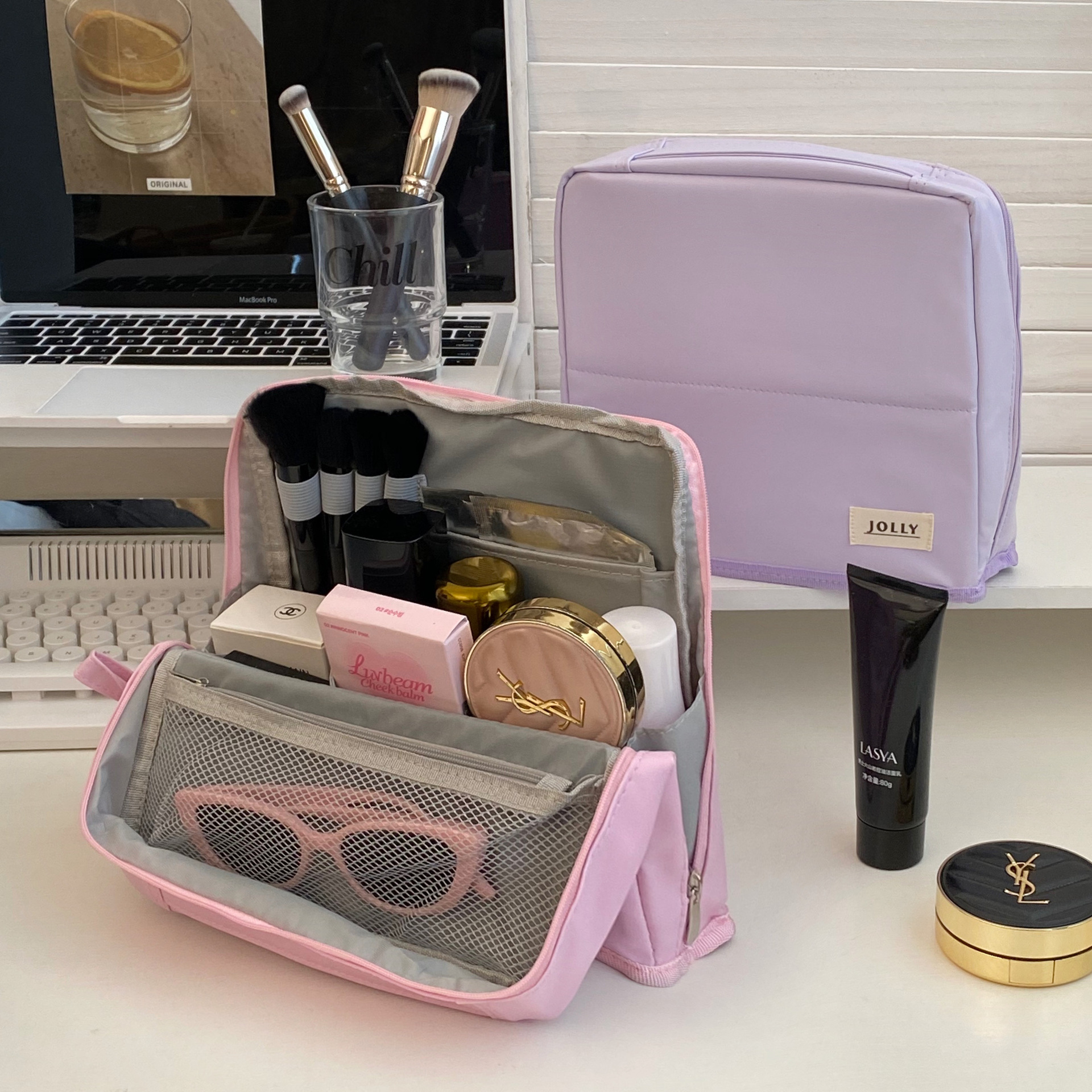 2025 New 3D makeup bag, women's macaron-colored toiletry bag, large-capacity compartmentalized travel storage bag Specification drawing