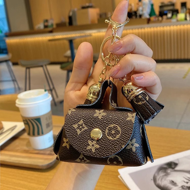 Cute mini leather bag, coin purse, earphone case, storage bag, monogram pendant, key card case, key case for women full figure