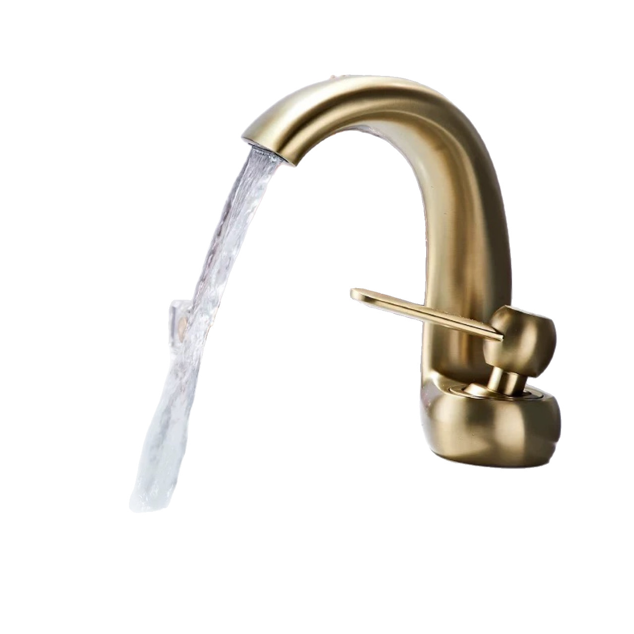 Creative waterfall-style washbasin faucet under-sink cold and hot bathroom cabinet, all-copper washbasin faucet for household use Item Picture