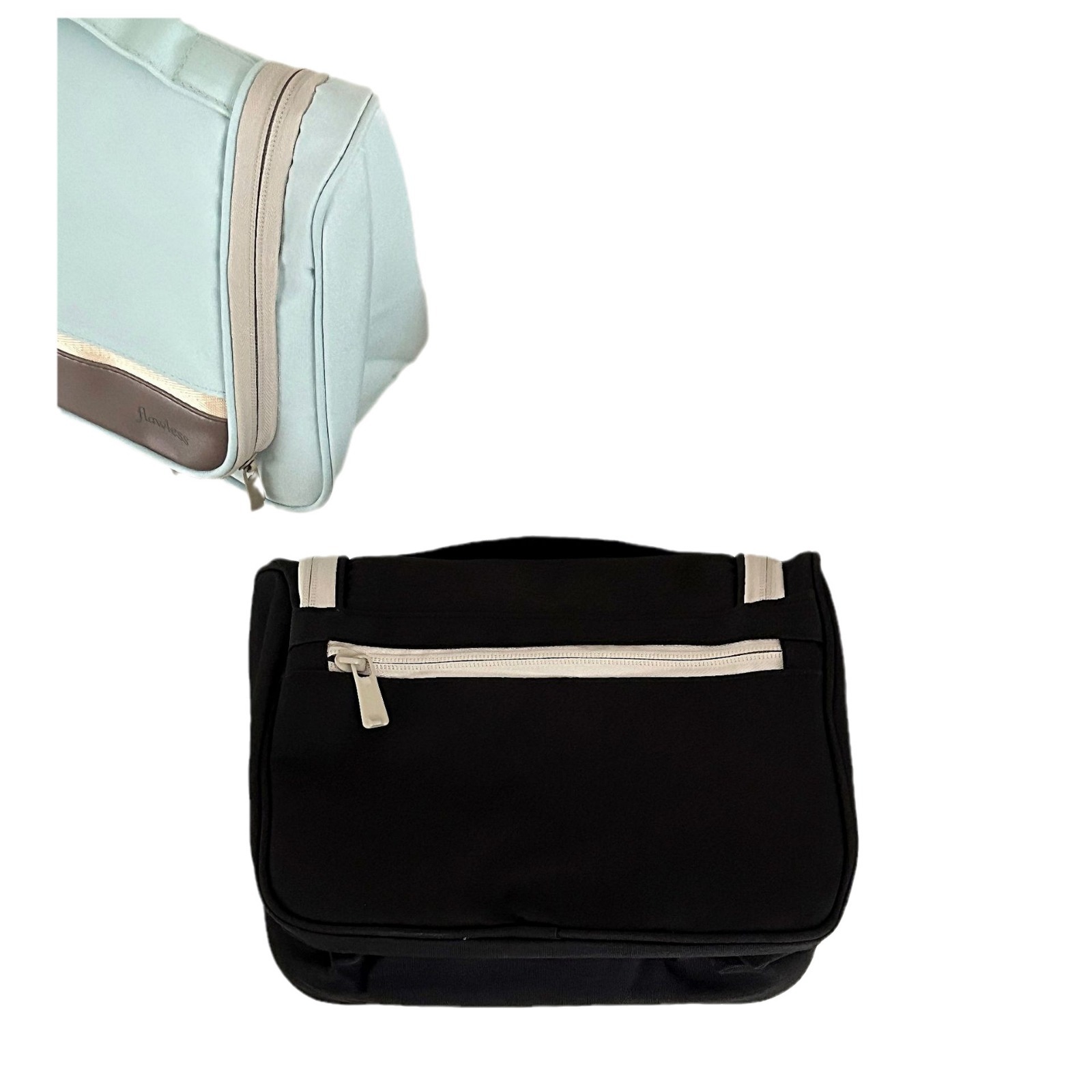 Simple toiletry bag, makeup bag, portable large-capacity hand-held cosmetics storage bag, waterproof with hooks, compartments for travel Item Picture