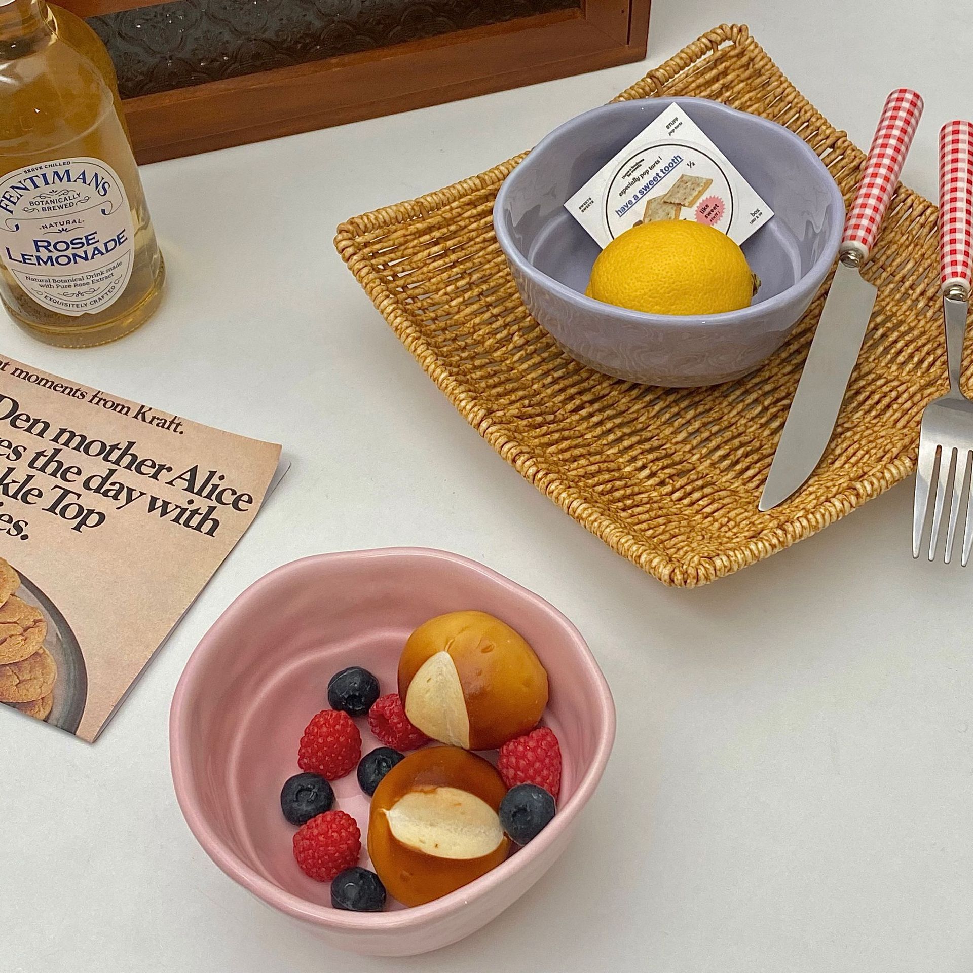 Ins-style irregular rice bowl, macaron-colored Korean soup bowl, personal special, high appearance level fruit salad bowl details Picture
