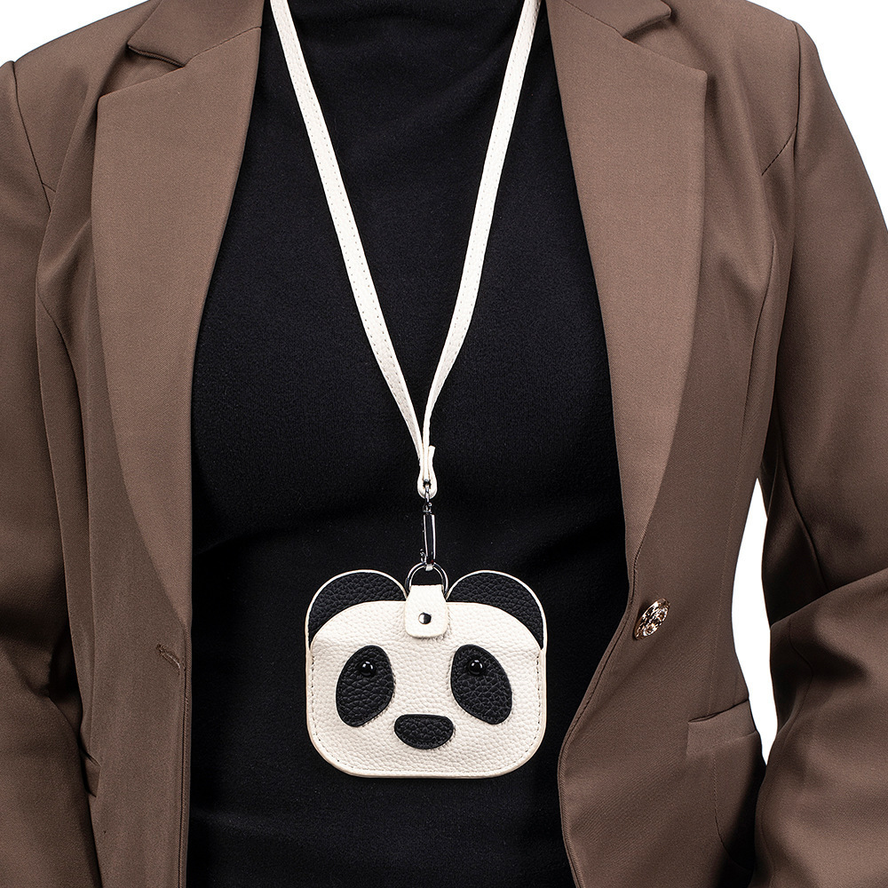 New creative Red Panda ID card case Portable neck card holder pu multi-functional neck loose change storage bag for women Specification drawing