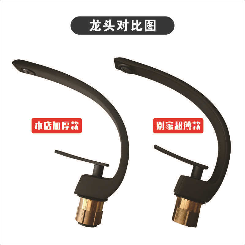 Wholesale of European-style high-standard copper hot and cold basin faucets, black lacquered washbasin single-hole mixed faucets from the manufacturer Item Picture