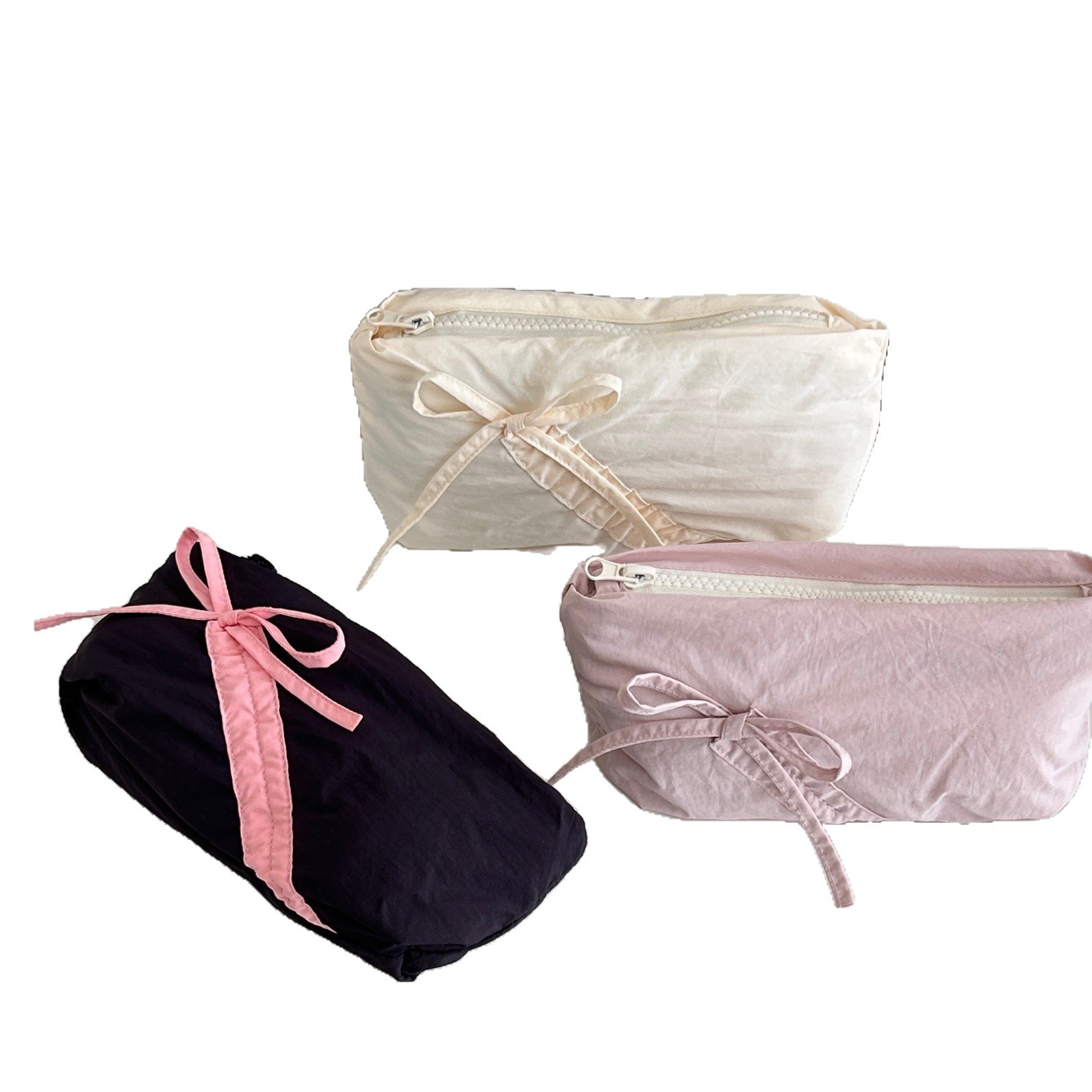 A bestseller is coming! A niche and creative pencil case with a bow, large-capacity stationery bag, and a solid color, high-end pencil case for students Item Picture