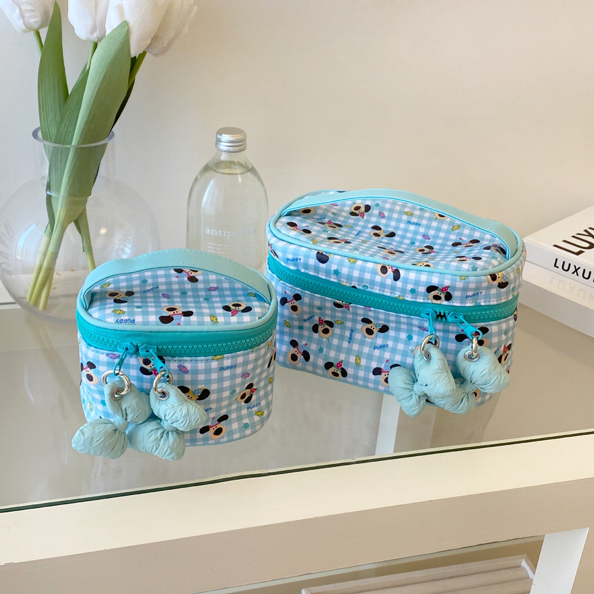 Bow Puppy Makeup Bag 2025 New large-capacity cartoon girlish portable skin care makeup bag Application Scenario