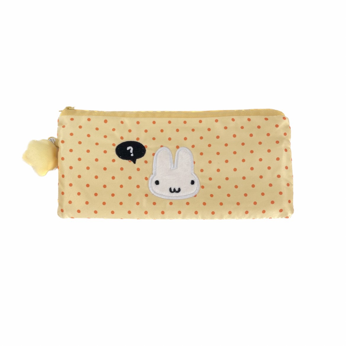Cute cream polka dot rabbit pen case, ins style, high appearance level, canvas pain-wrapped pen case, student stationery box, pencil case Item Picture