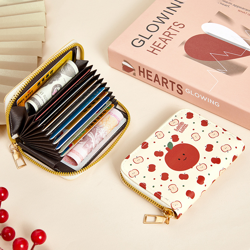 ins card case for ladies: Cartoonish, cute, ultra-thin, creative, compact, multi-slot, large-capacity, anti-demagnetization coin purse Specification drawing