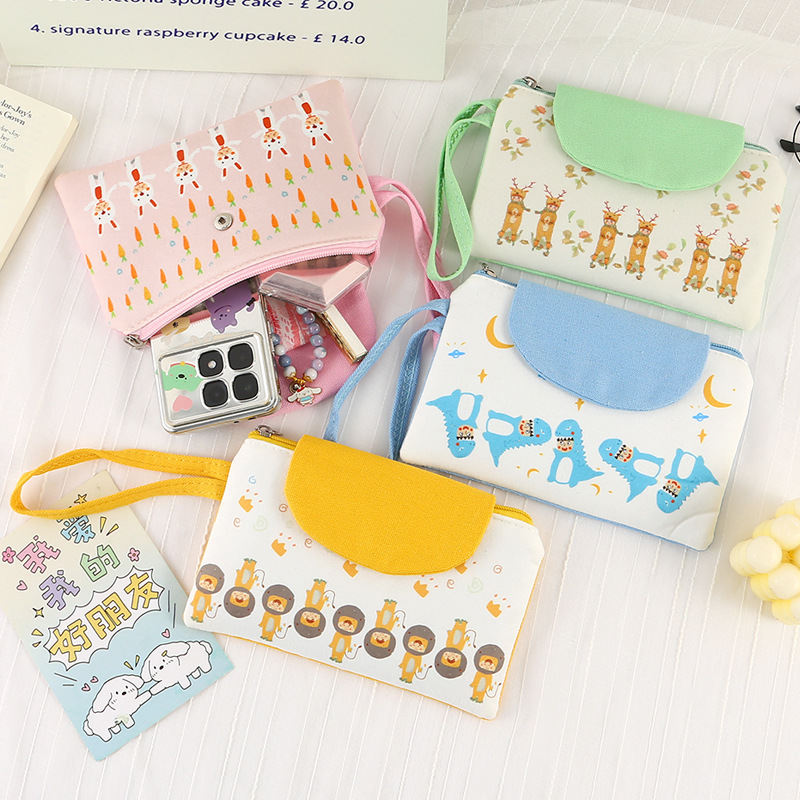 A long, ins forest-themed mobile phone bag with a girlish heart, 2024 new fabric clutch, and a small Korean-style coin bag full figure