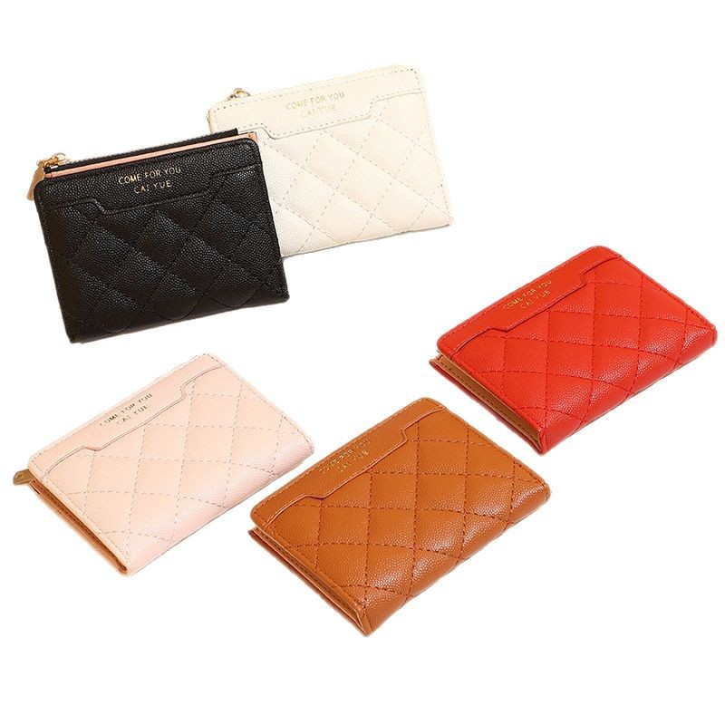Ladies' wallet with snap button zipper, fashionable and simple short wallet, Korean version vertical multi-slot card case, ID card coin purse Item Picture