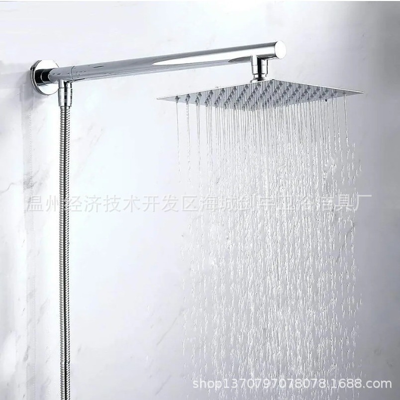 Shower head set, pressurized nozzle, home bathroom, stainless steel top spray with pipe, shower head, rain shower top spray, cross-border Application Scenario