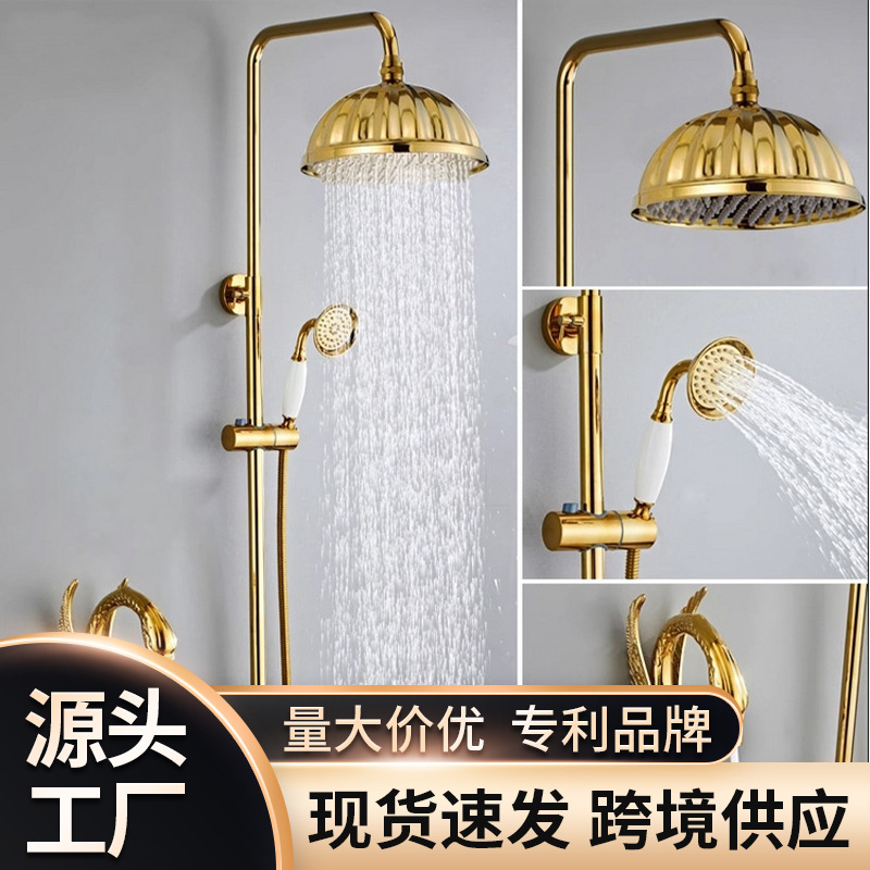 Cross-border supply of European-style swan hot and cold shower heads, rotatable bathtub faucets, lifting shower head sets for hotels full figure