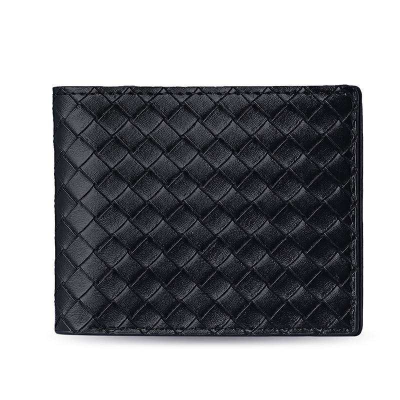 Woven textured leather men's short folding wallet 2025 new cross-border European and American classic short clip pu wallet Item Picture