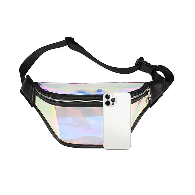 Summer sports waist bag, running fitness phone, waterproof transparent swimming storage, crossbody bag, laser waist bag Specification drawing
