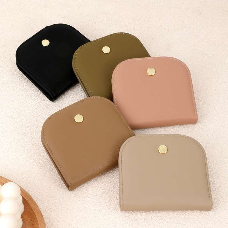 New semi-round mini women's cute, simple and small wallet with multiple slots, solid color, versatile short coin purse and portable bag Specification drawing