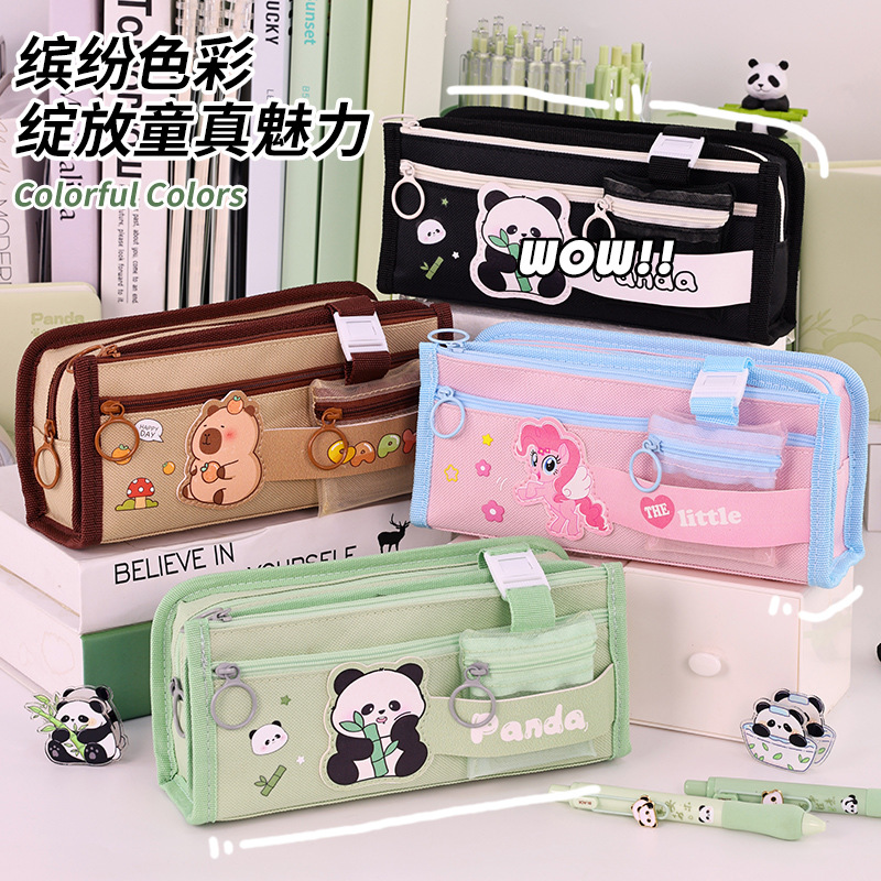 Cartoon, cute and fun pen case, ins style, niche girls' stationery box, large capacity, dirt-resistant, junior high school student pencil case details Picture