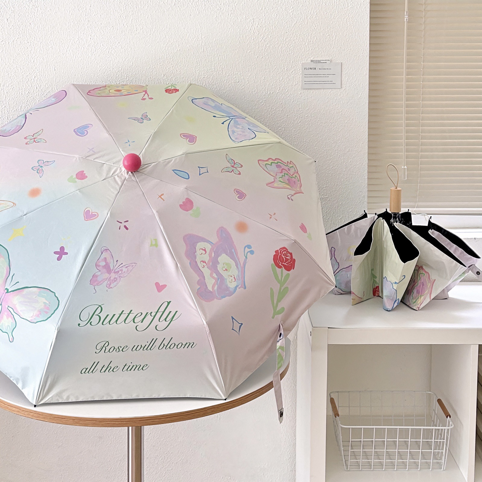 Original Spring butterfly umbrella, high-end sun umbrella, UV protection, all-purpose umbrella for women, portable sunshade for women details Picture