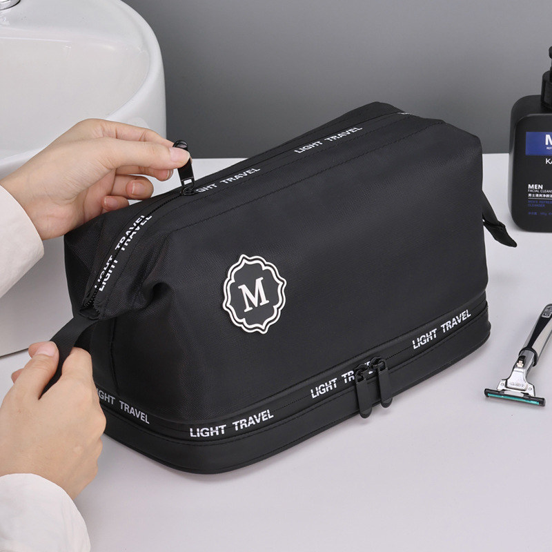 Cross-border Journey Series Travel Large Capacity Double-layer dry and wet separation men's toiletry bag, Foreign Trade cosmetics storage bag details Picture