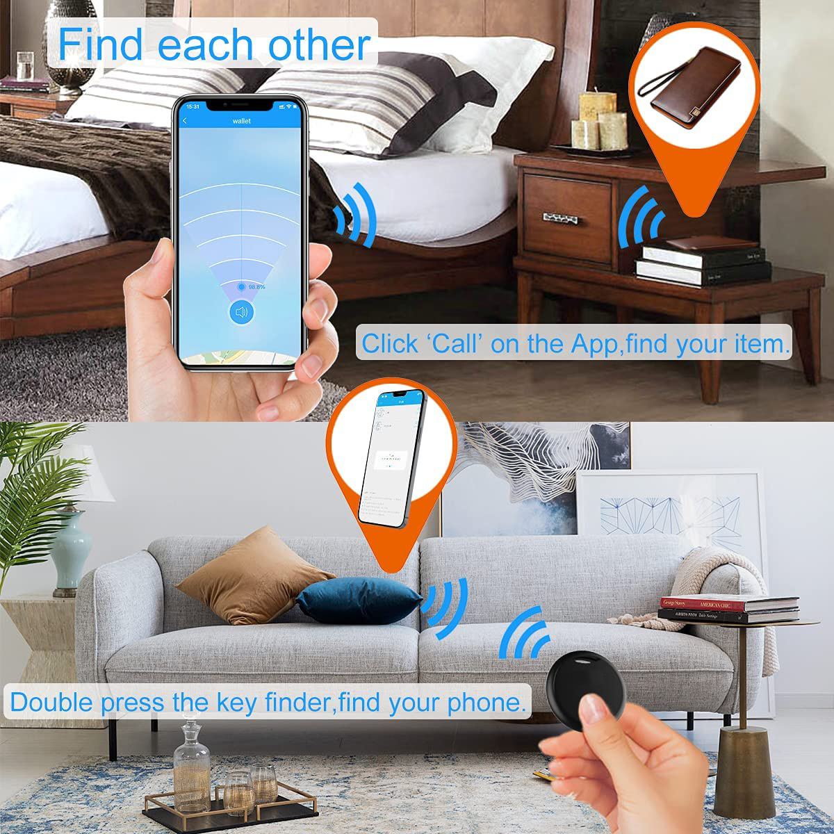 S8 Circular smart anti-loss finder, iFindU new private mold Key Wallet Tracker, Exit reminder Specification drawing