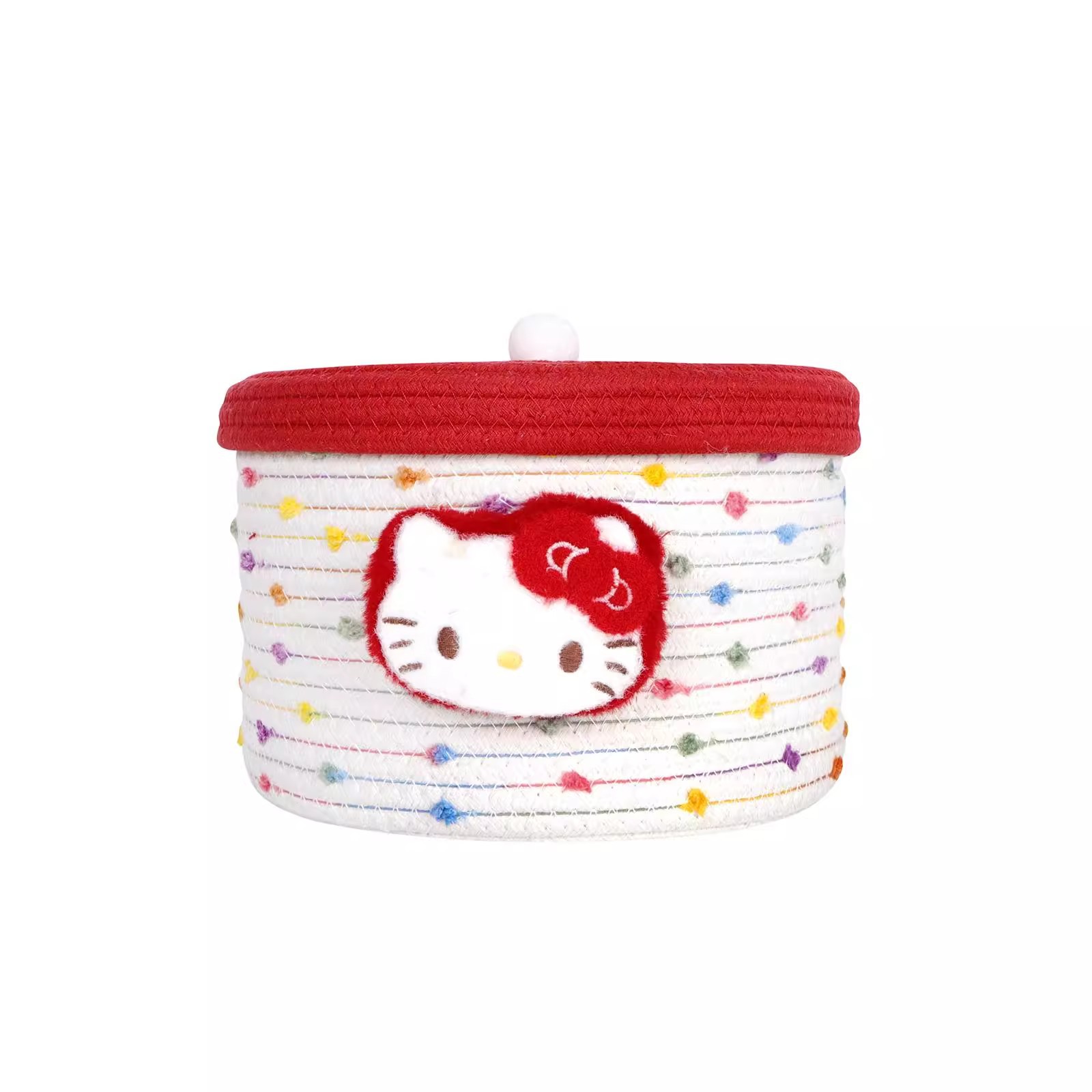 Cute cat cotton rope storage basket, woven large-capacity desktop dust-proof covered storage bucket, miscellaneous storage basket for home use Item Picture