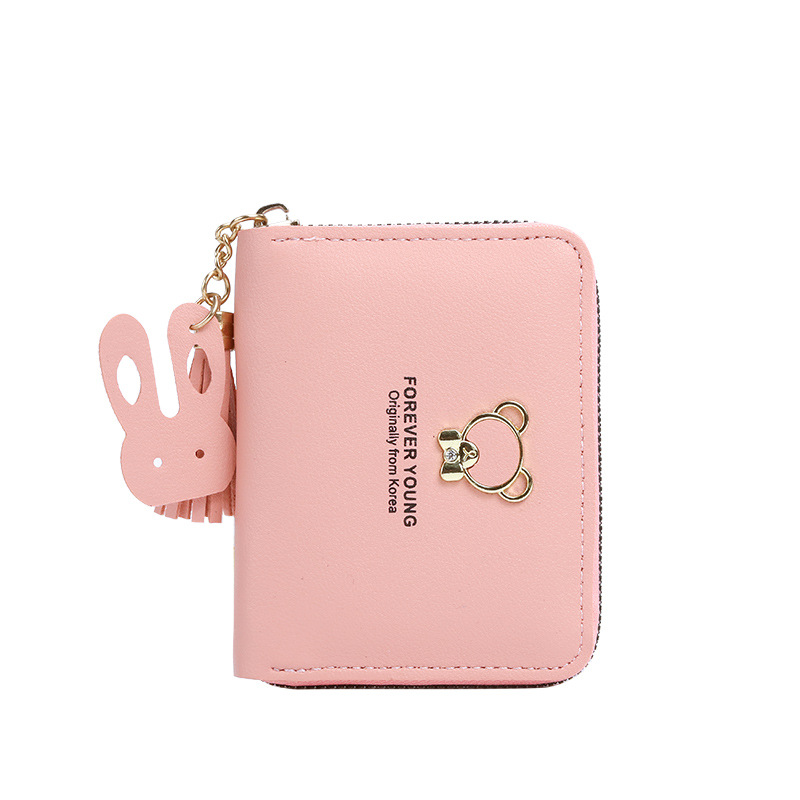 2021 New style small wallet for women, short bear zipper, large capacity mobile phone bag, 100 fashionable clutch Item Picture