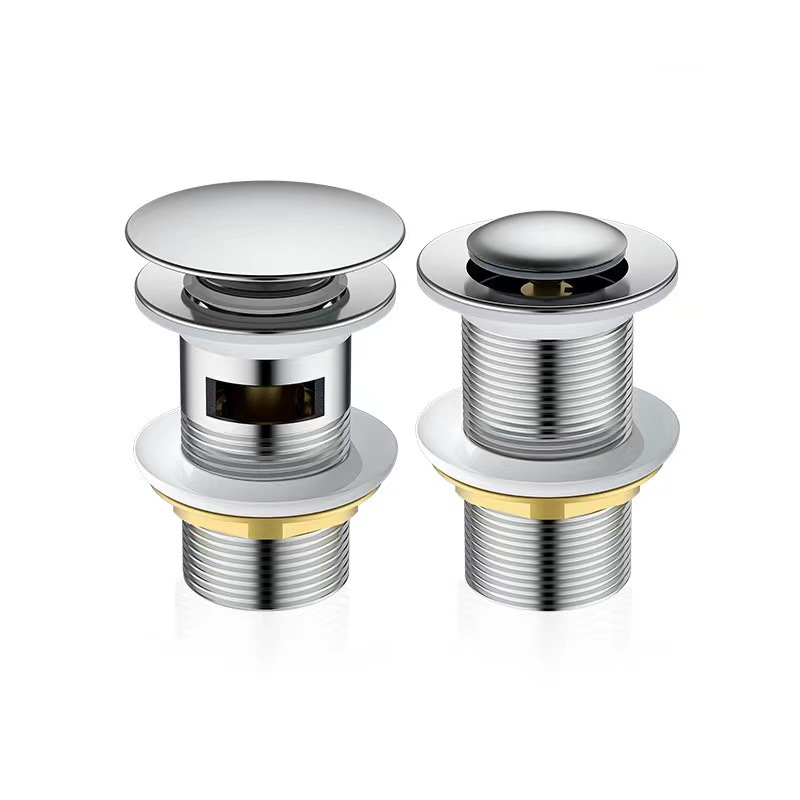 Copper bouncing drain, cross-border copper core and copper cap, large-displacement bathroom bouncing press washbasin drain, anti-odor full figure