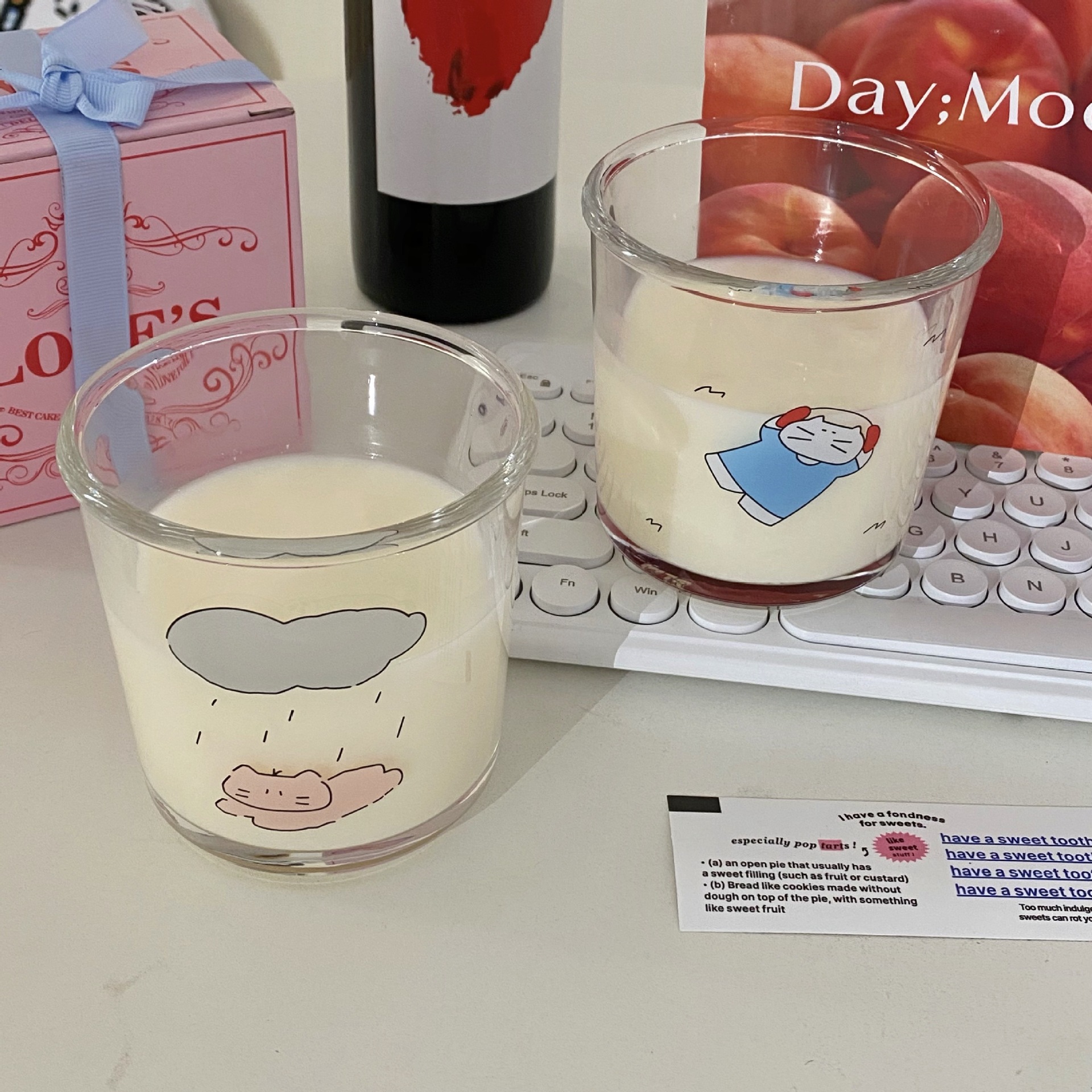 ins cute glass cold brew cup, coffee cup, creative cartoon water cup, couple glass cup, large-capacity drinking cup Application Scenario