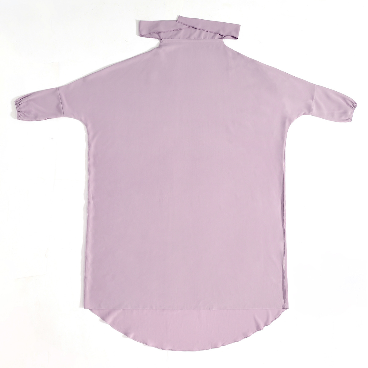 Factory stock: Women's ice silk wrinkled solid color hooded conservative batsleeved robe, Muslim ethnic costume, cross-border Hui abaya robe, women's hooded Muslim details Picture