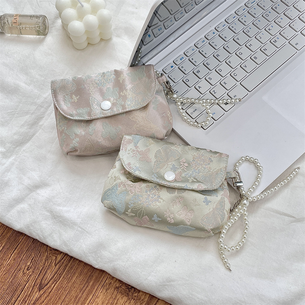 52263 High Appearance level jacquard butterfly Makeup Bag, multi-functional storage bag, student coin bag, Cosmetics mouth Red envelope Application Scenario