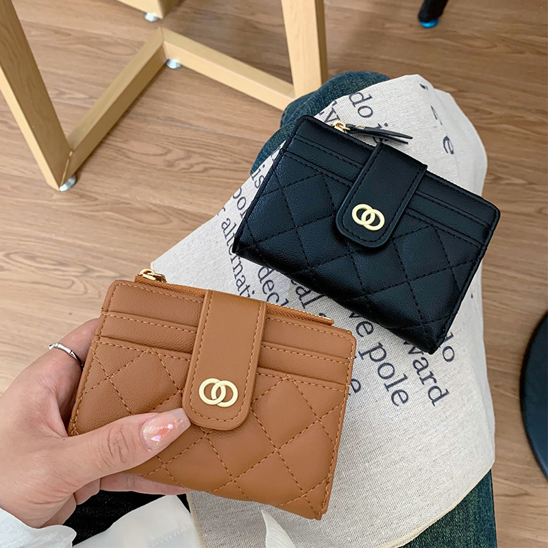Korean version ladies' wallet with multiple slots, short and small coin purse, versatile and trendy card case, PU embroidered wallet in stock details Picture