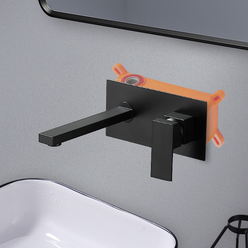 Brass black concealed cold and hot built-in countertop faucet, wall-mounted water outlet basin, hot-melt built-in concealed faucet Application Scenario