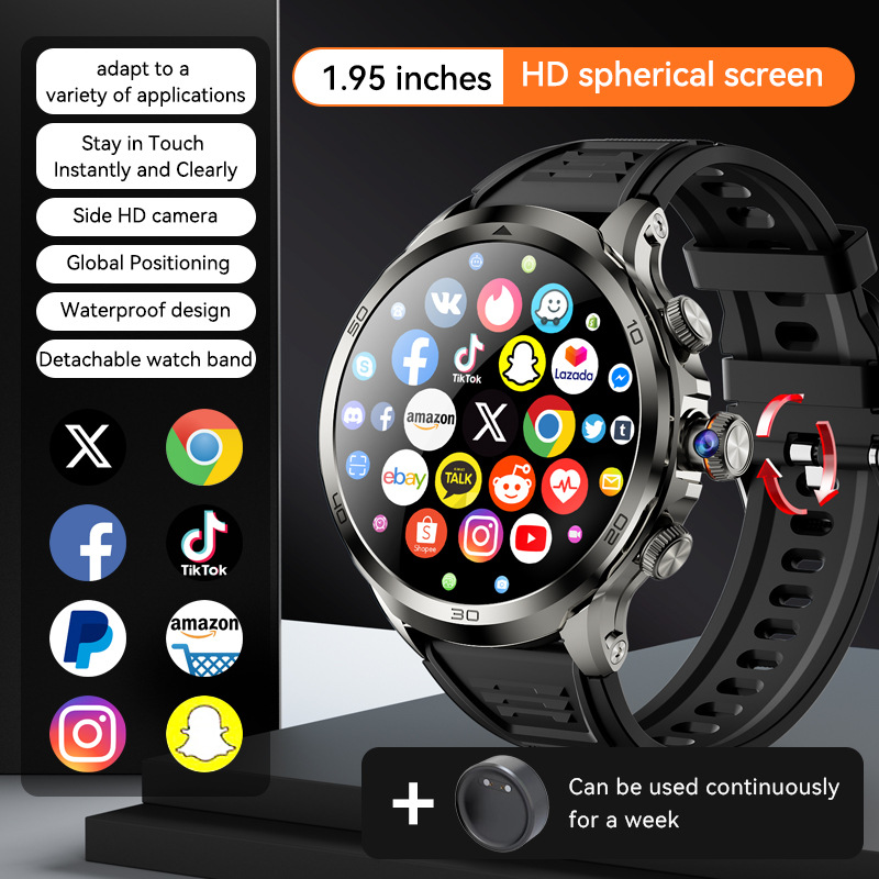 The new cross-border H19 card-inserting smart smartwatch with AMOLED round screen, smart watch and sports WiFi full figure