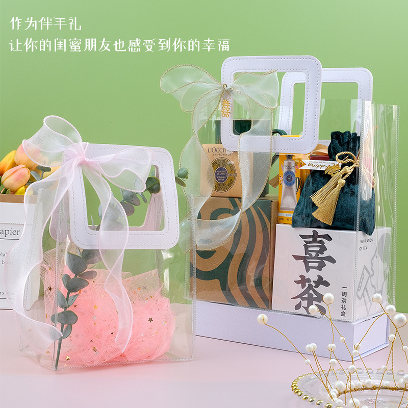 Plastic handbags, wedding candies, gift bags, PVC transparent hand-held bags, gift bags, transparent gift bags, PVC bags details Picture