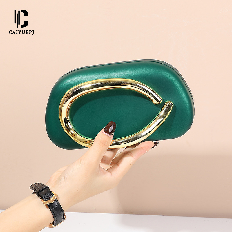 2025 New cross-border acrylic European and American trend dinner bag, retro metal single-shoulder crossbody bag, round box clutch full figure