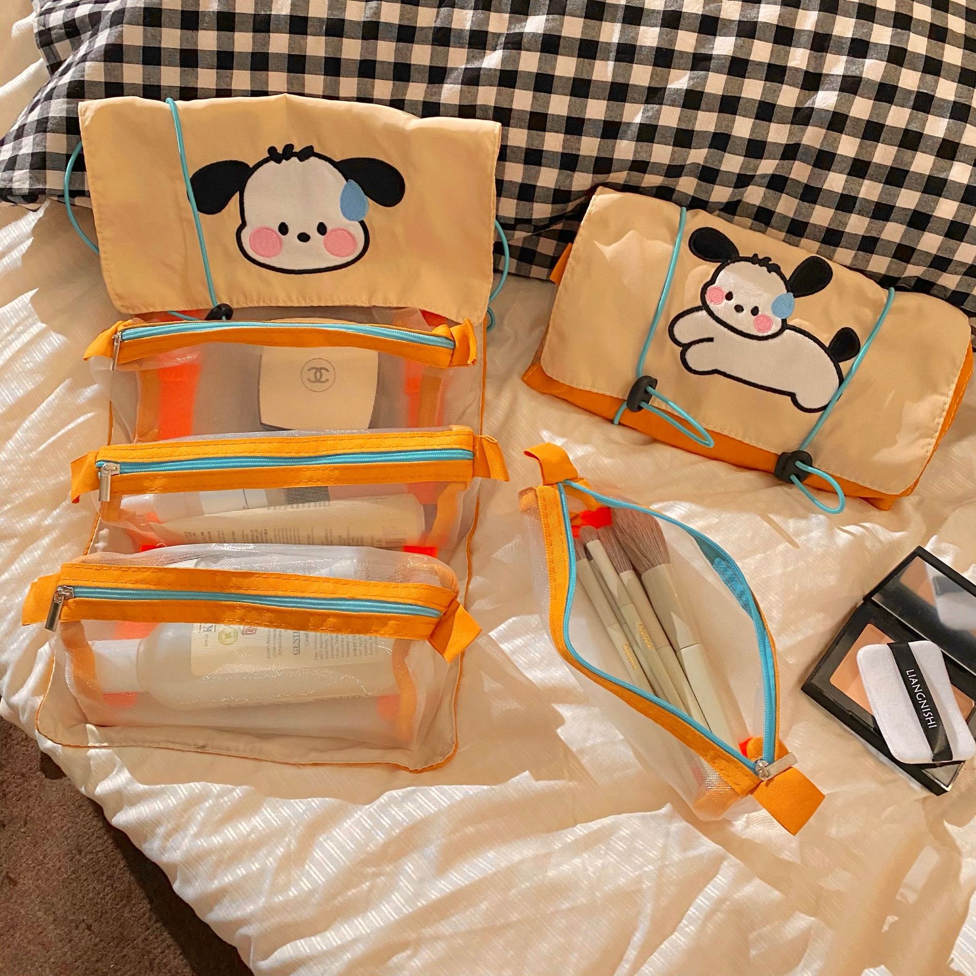 The 2024 new Blush Dog makeup bag is a portable, large-capacity, super popular travel cosmetics storage bag and a portable toiletry bag Application Scenario