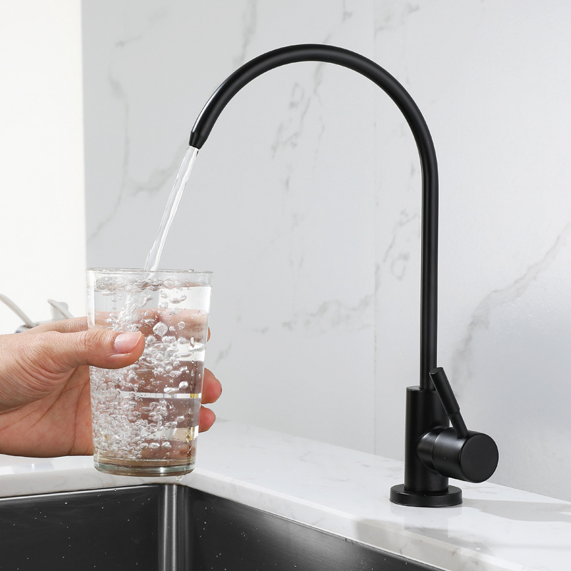 304 stainless steel kitchen black water purifying faucet, 2-point single-cooling direct drinking water faucet, pure water machine faucet manufacturer Specification drawing