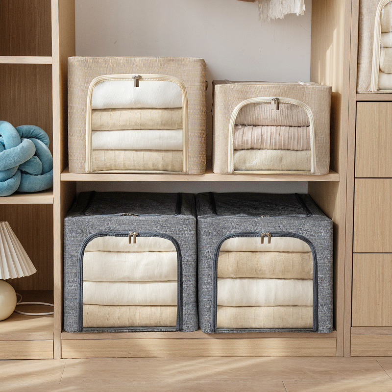 Clothing storage box, household cotton and linen foldable clothes and trousers organization box, wardrobe layering magic tool, storage basket Application Scenario