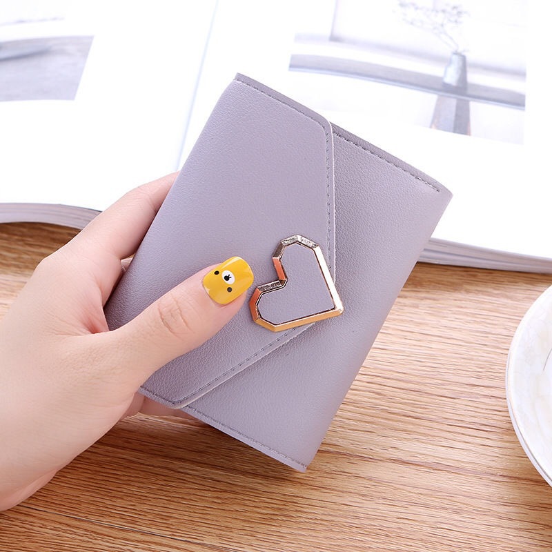 Wholesale 2021 new retro and fresh metal heart-shaped short summer small wallets for women and students at 30% off Item Picture