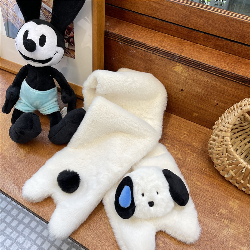 Original copyright Edition ~ Sweating Puppy Plush Scarf for Women's autumn and winter in an ins style, simple and girlish plush scarf for students details Picture