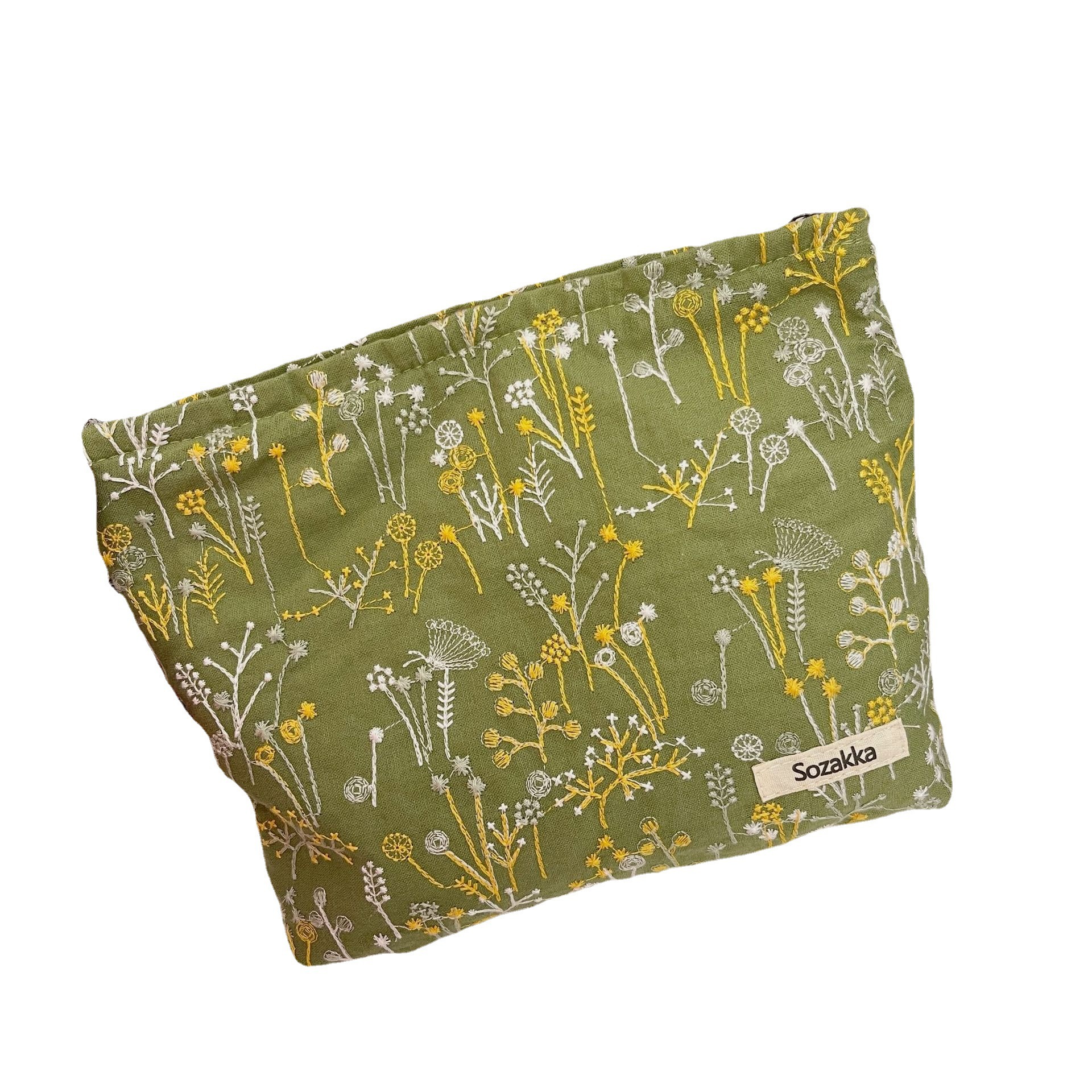 23022 Exquisite embroidered floral makeup bag, girls' storage bag, portable and easy to carry, large-capacity coin purse Item Picture