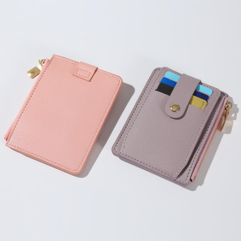 2024 New women's short wallet, PU leather zipper, niche design, women's multi-slot wallet, solid color card bag batch Specification drawing