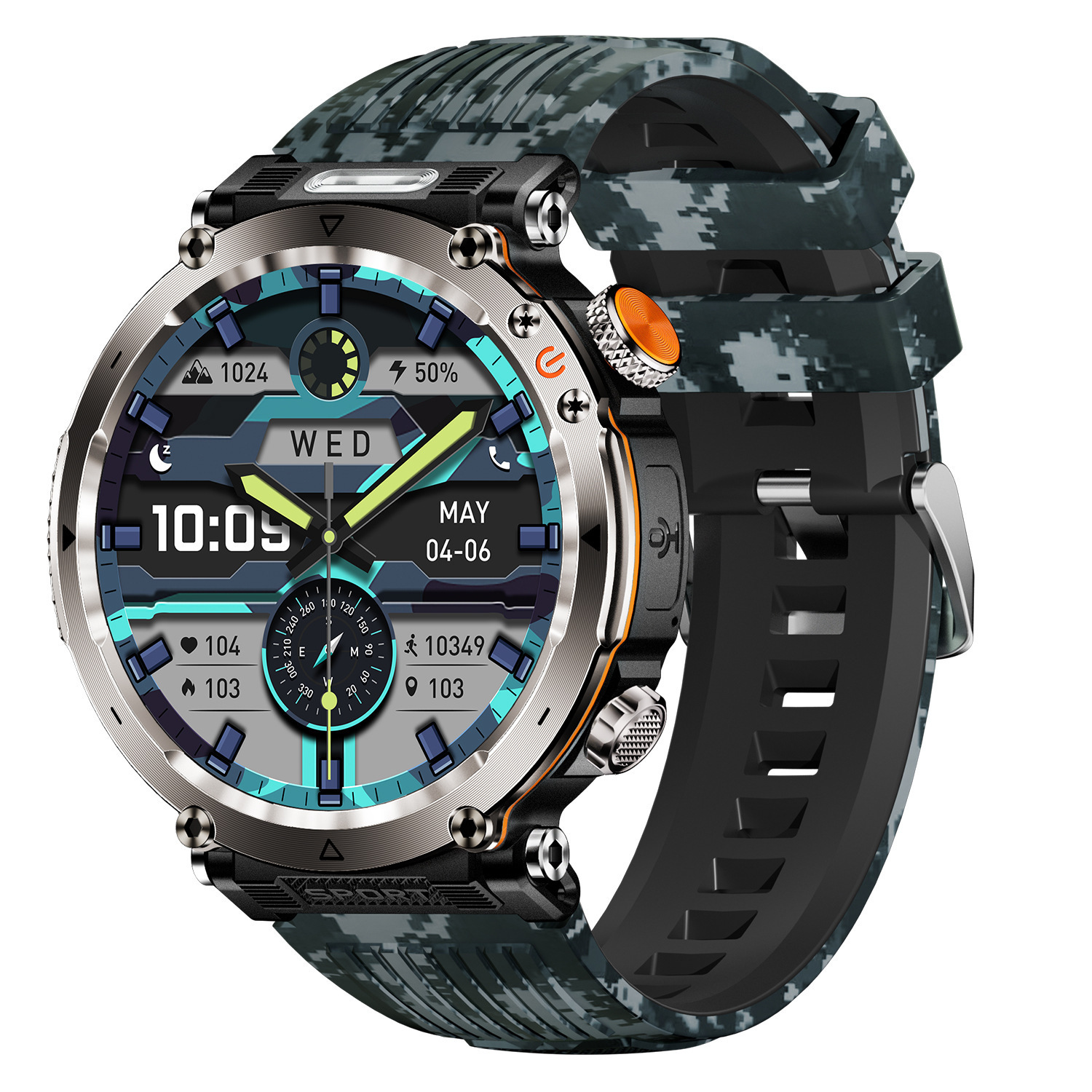 The new cross-border product HT30 smartwatch features outdoor sports, water resistance, Bluetooth call function, 1.7 large screen, heart rate and blood oxygen LED light Item Picture